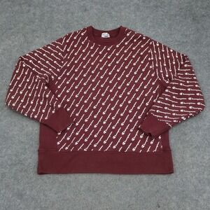Champion Sweatshirt Mens Large L Red All Over Print Reverse Weave Spell Out Logo